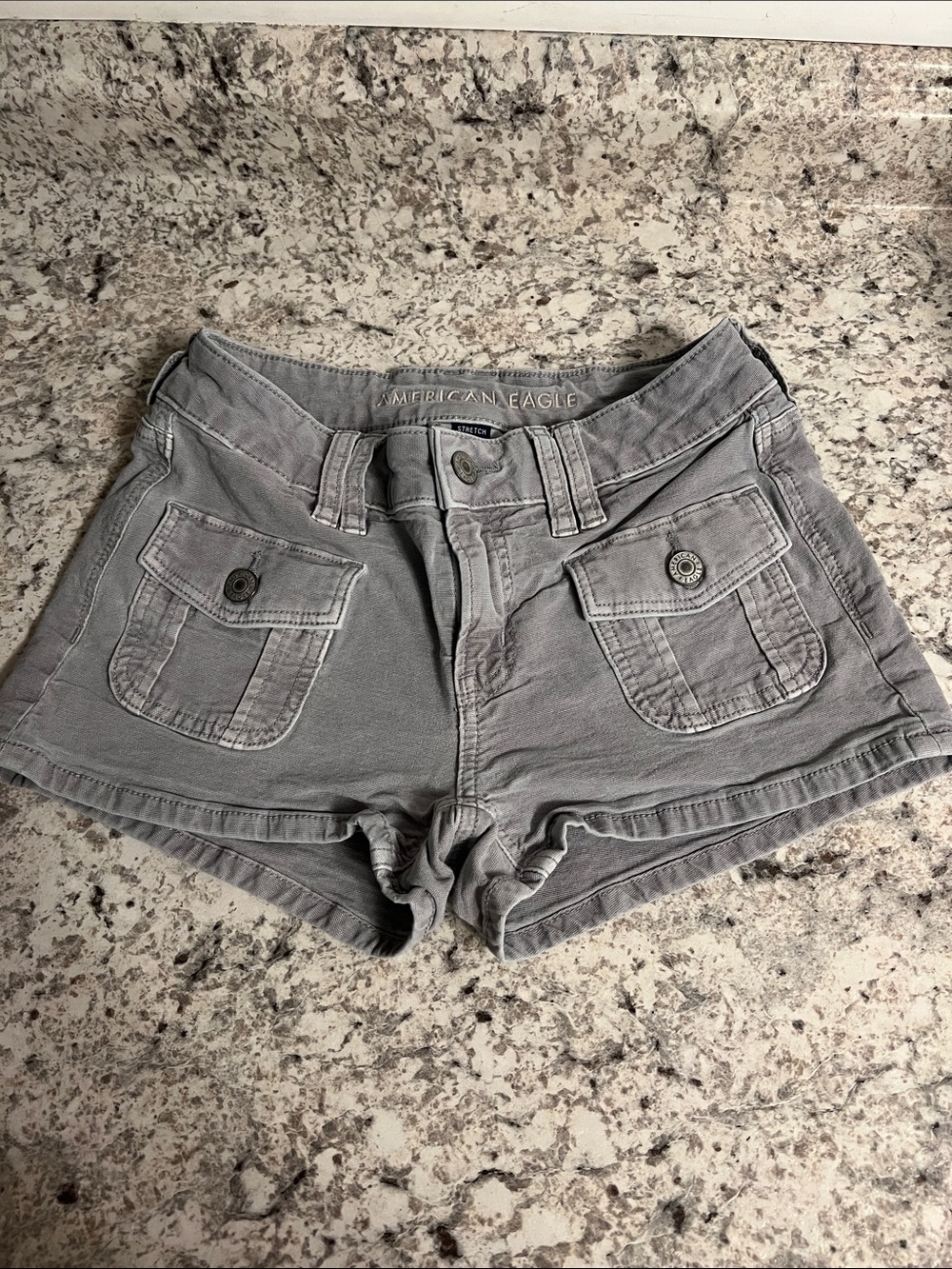 American Eagle Outfitters Shortie Light Gray Women's Pocket Jean Shorts